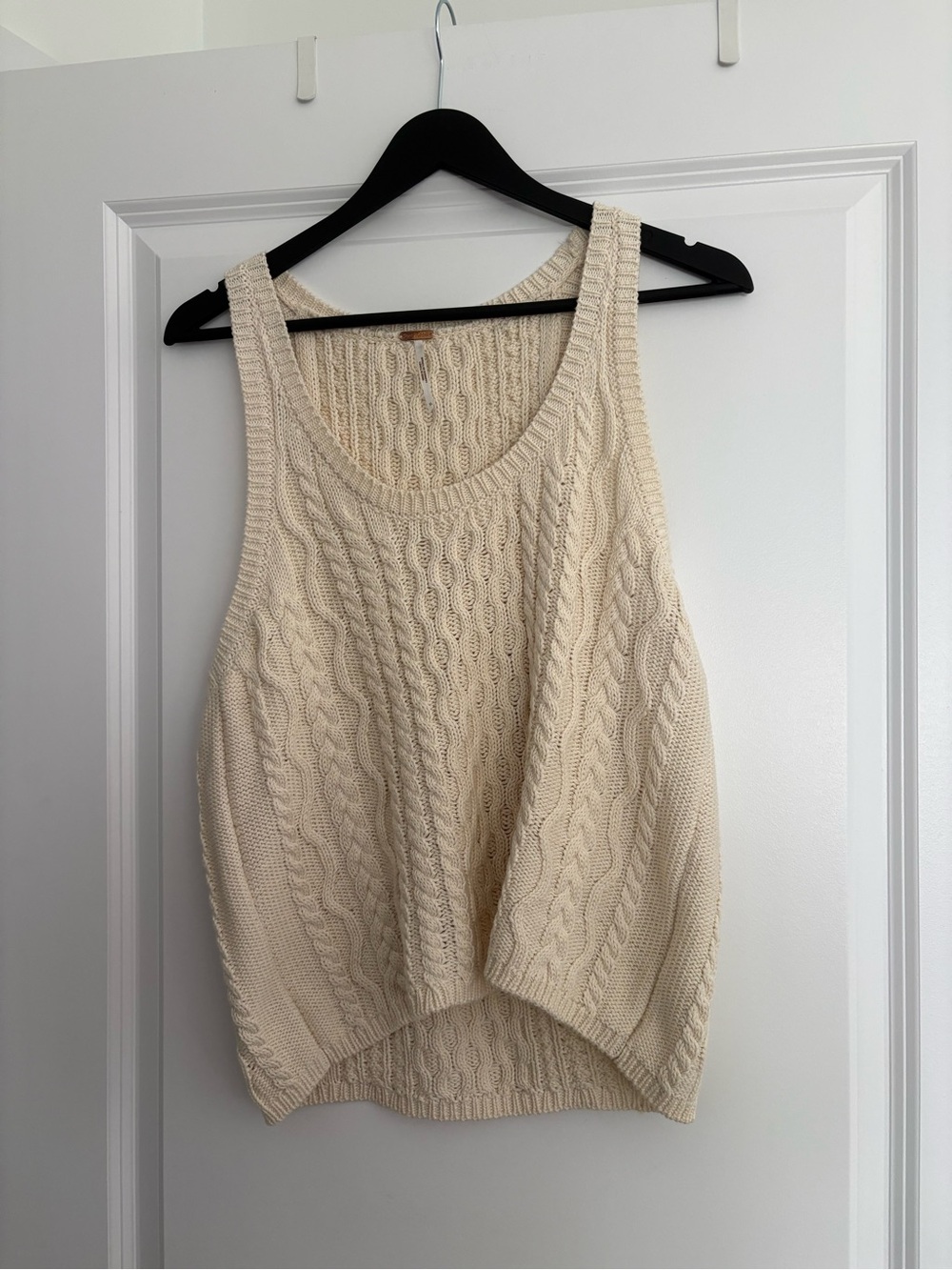 Free People Cream Cable Knit Scoop Tank